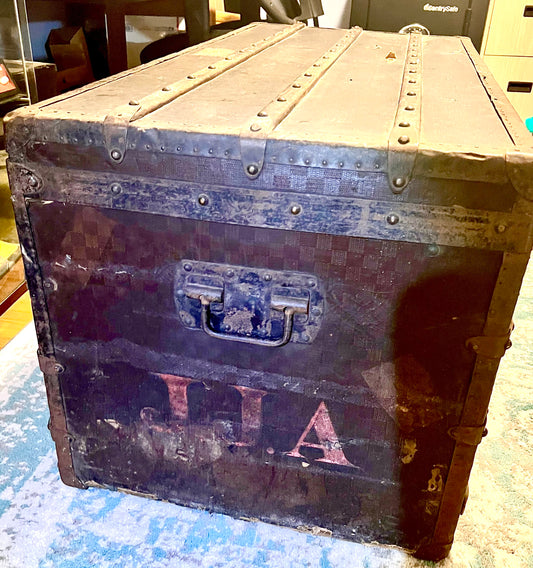John Jacob Astor IV owned steamer trunk from estate. Luggage that missed Titanic.