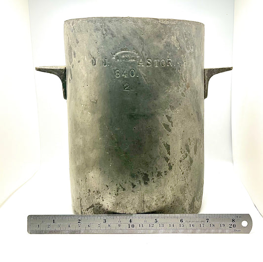 SOLD! For the Elite collector! Personally owned name stamped cooking pot (2 of 3, medium size) from the John Jacob Astor IV Mansion. “Astor’s Last Supper”