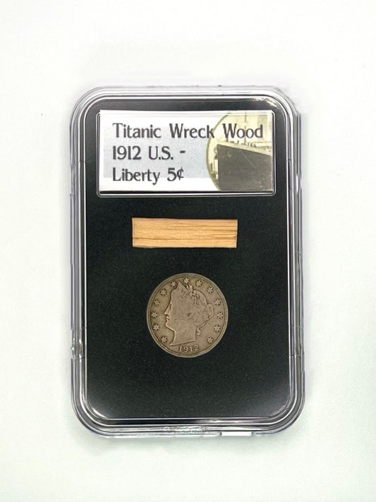 Titanic Wreck Wood with a 1912 U.S. Liberty Head V Nickel