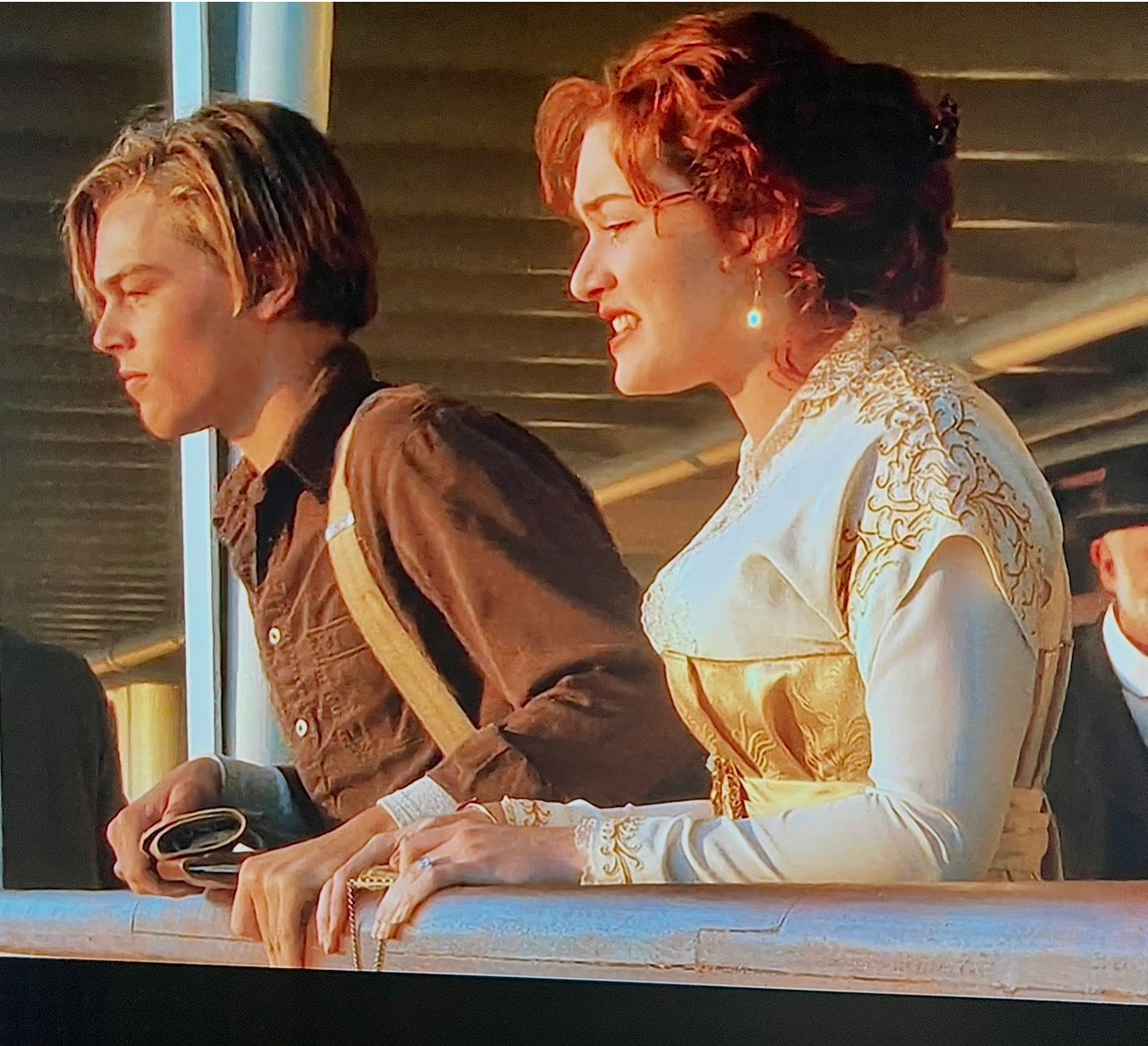 1997 Titanic Movie Prop. A piece of mahogany railing as seen in the “spit like a man” scene.
