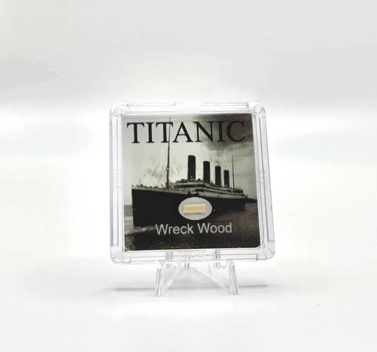 Titanic Wreck Wood in a Square Display with Stand